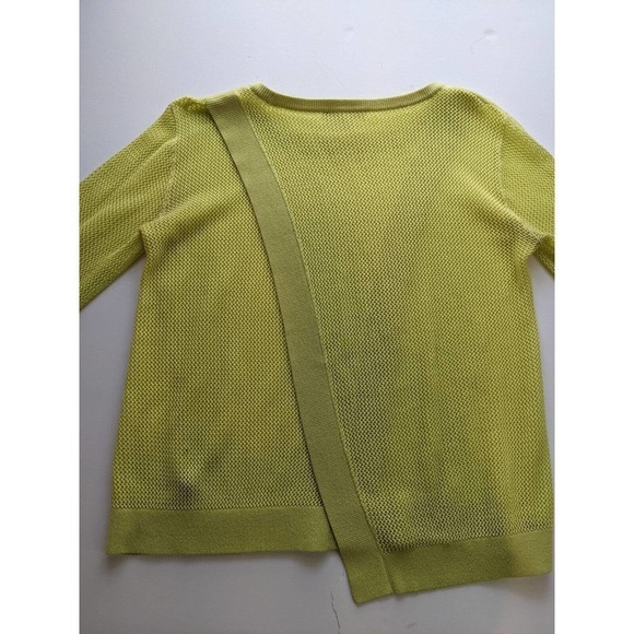 Cabi Sheer Back Sweater Chartreuse Neon Green Sz Medium Split Back Mesh - Picture 11 of 12
